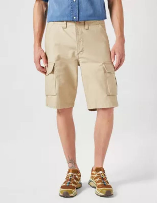 Wrangler Mens Cotton Rich Cargo Shorts - 32 - Stone, Stone