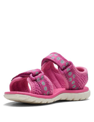 Clarks Girls Floral Riptape Sandals 4 Small 6 Small 4.5 SF
