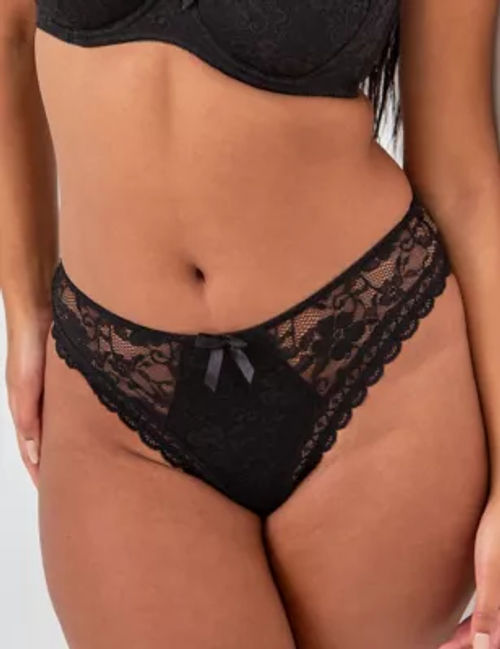 Ribbed Lounge Lace High Leg Knickers