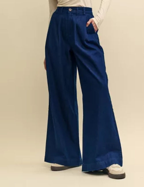 Nobody'S Child Women's Pure Cotton Wide Leg Trousers - 16 - Blue, Blue