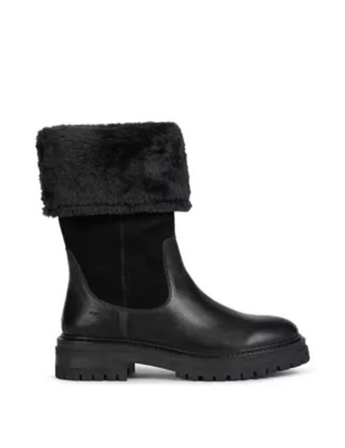 Geox Womens Leather Faux Fur...