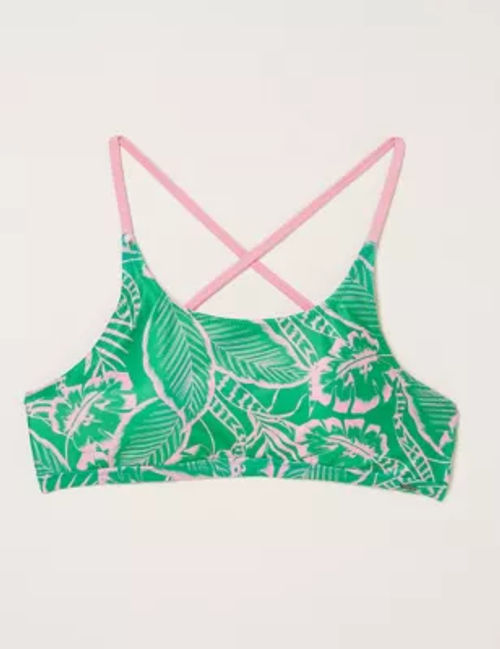 Printed Padded Scoop Neck Bikini Top