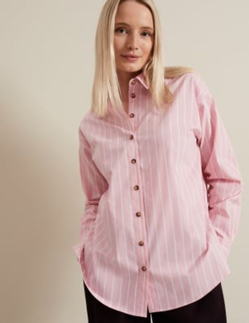 Phase Eight Women's Cotton Rich Striped Collared Shirt - 16 - Pink Mix, Pink Mix