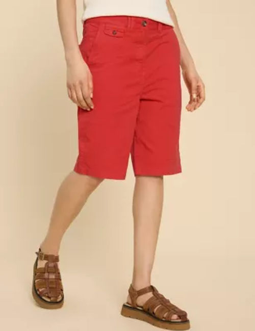 White Stuff Women's Cotton Rich Knee Length Chino Shorts - 14REG - Red, Red,Blue,Pink,Tan,Navy,Natural