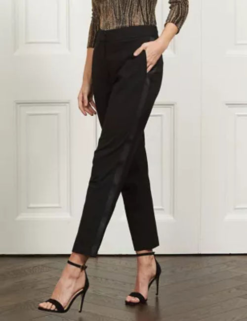 Sosandar Womens Tuxedo Tapered Trousers - 8REG - Black, Black, £55.00