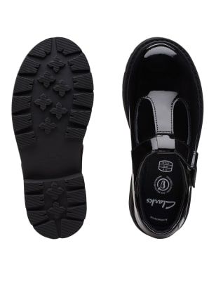 Clarks Girls Mary Jane Shoes 10G Black Patent Black Patent