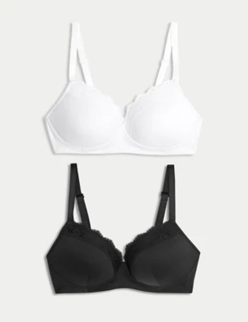 M&S Collection 2 Pack Lace Padded Push-up Bras A-E, Compare