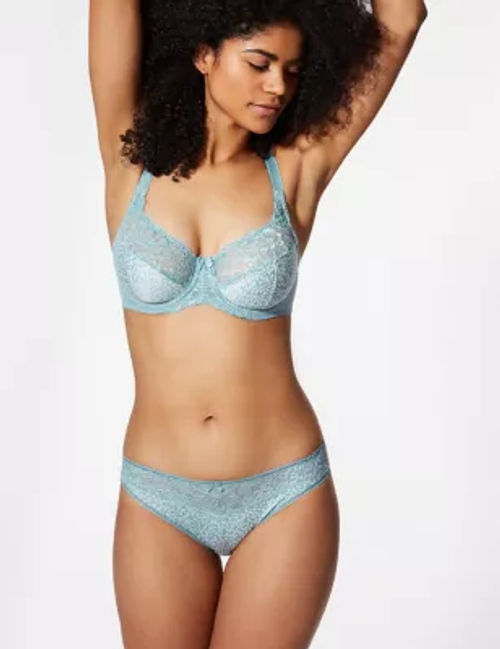 Jacquard & Lace Non-Padded Full Cup Bra