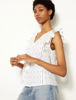 M&S Collection Pure Cotton Textured Shell Top