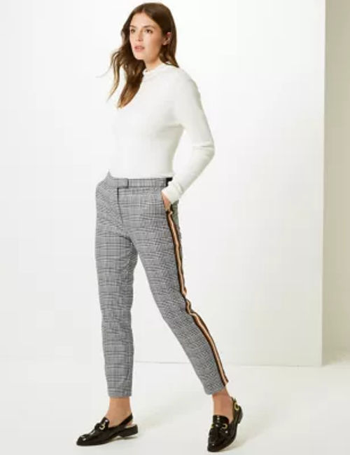 Checked Tapered Ankle Grazer Trousers