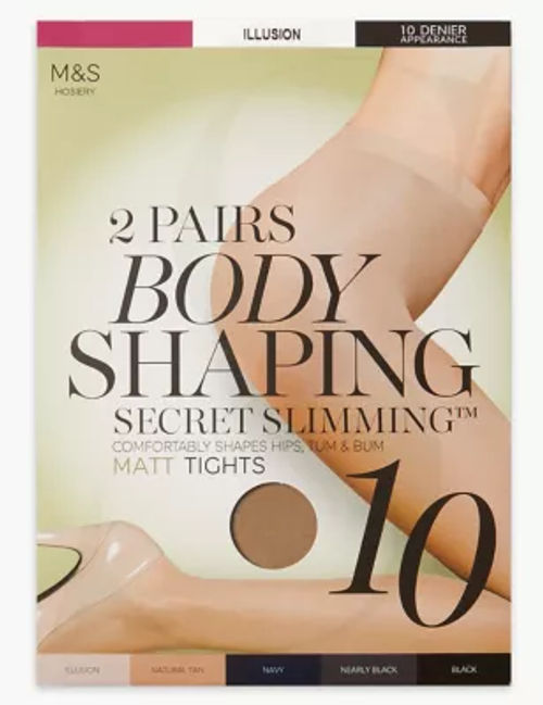 M&S Collection 2 Pack 10 Denier Secret Slimming Body Shaper Tights, Compare