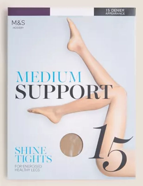 2pk 15 Denier Medium Support Sheer Tights, M&S Collection