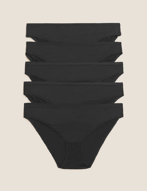 M&S Collection 5pk No VPL Microfibre Low Rise Bikini Knickers, Compare