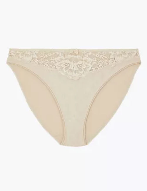 3pk Cotton Rich & Lace High Leg Knickers, M&S Collection