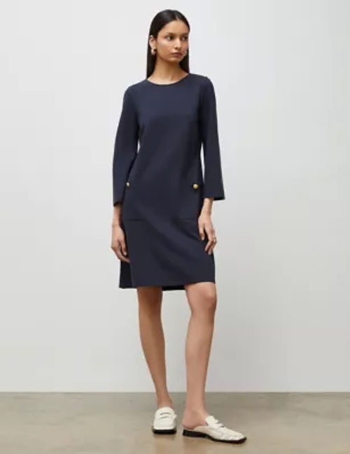 Round Neck Knee Length Shift Dress