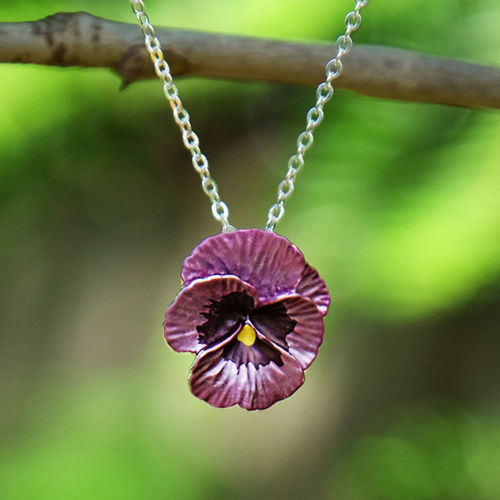 Pansy Pink Flower Pendant...