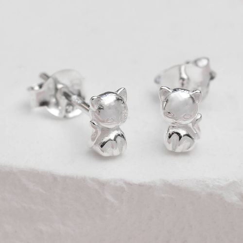 Sterling Silver Mini Cat Stud...