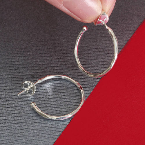 Sterling Silver Polished Hoop...