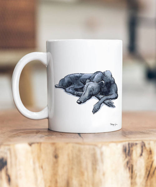 Greyhound Black Ceramic Mug