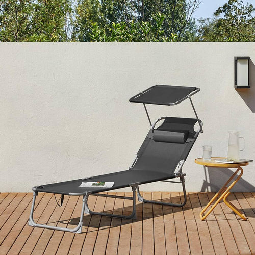 Sun Lounger Folding Sunshade...