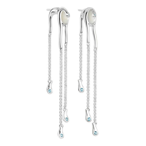 Pearl Drop Earrings With Blue...