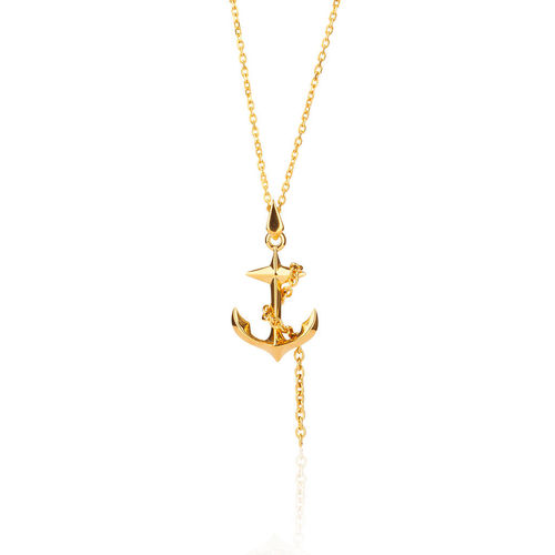 Black Sea Anchor Pendant In Gold, Gold