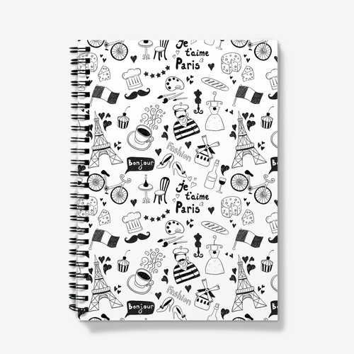 A5 Spiral Notebook Featuring Paris, France