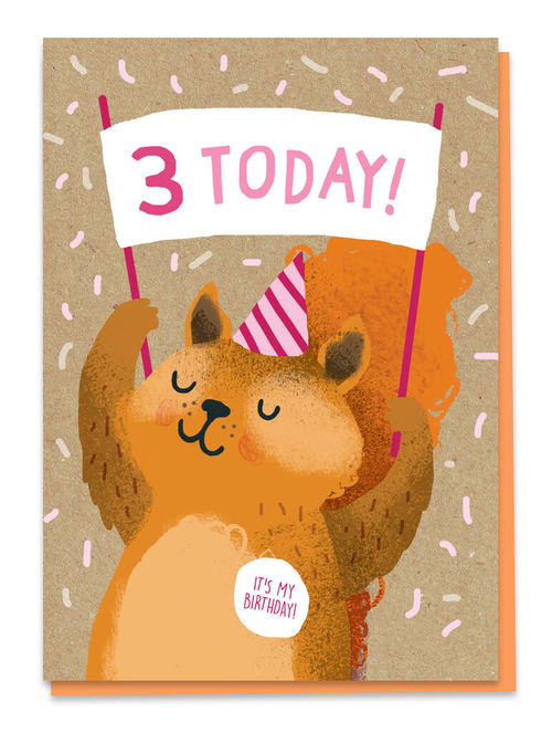 Three Today Squirrel Card