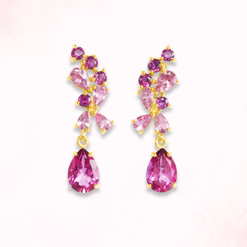 Pink Gemstone Drop Earrings...