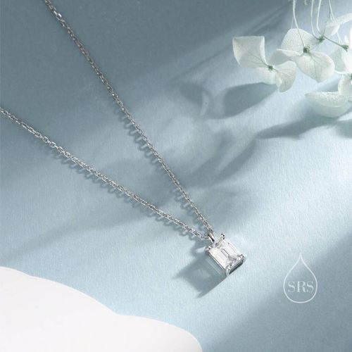 Sterling Silver Emerald Cut...