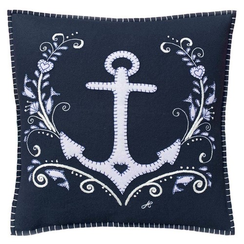 Navy Blue Wool Seaside Anchor...