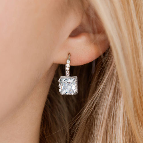 Square Crystal Huggie Hoop...