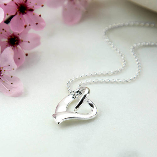 Sterling Silver Ribbon Heart...