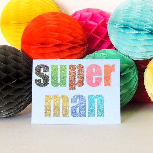 Mini Glittery Superman Card