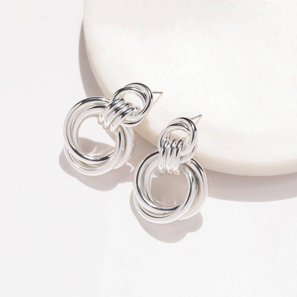 Silver colour earrings best sale online