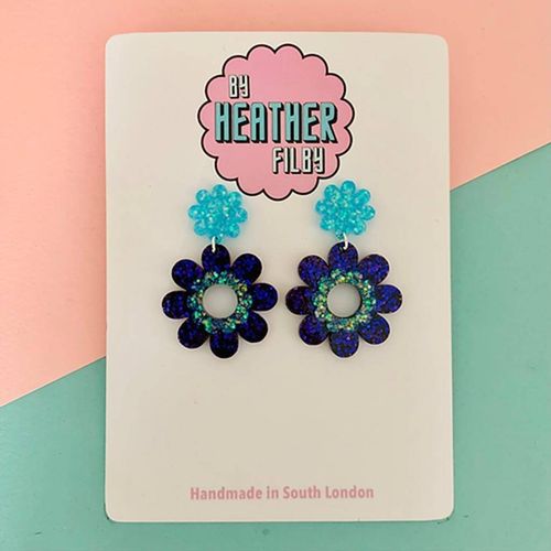 Glitter Flower Earrings