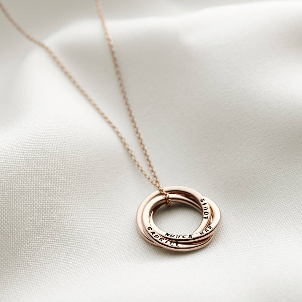 One Rose Gold Russian Ring Personalised Necklace | Engravers Guild