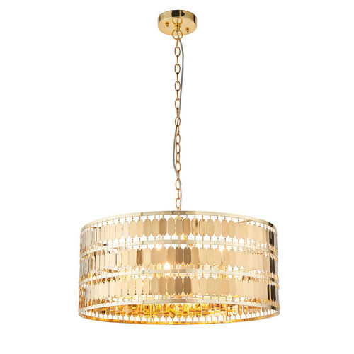 Luxe Gold Metal Drum Pendant...