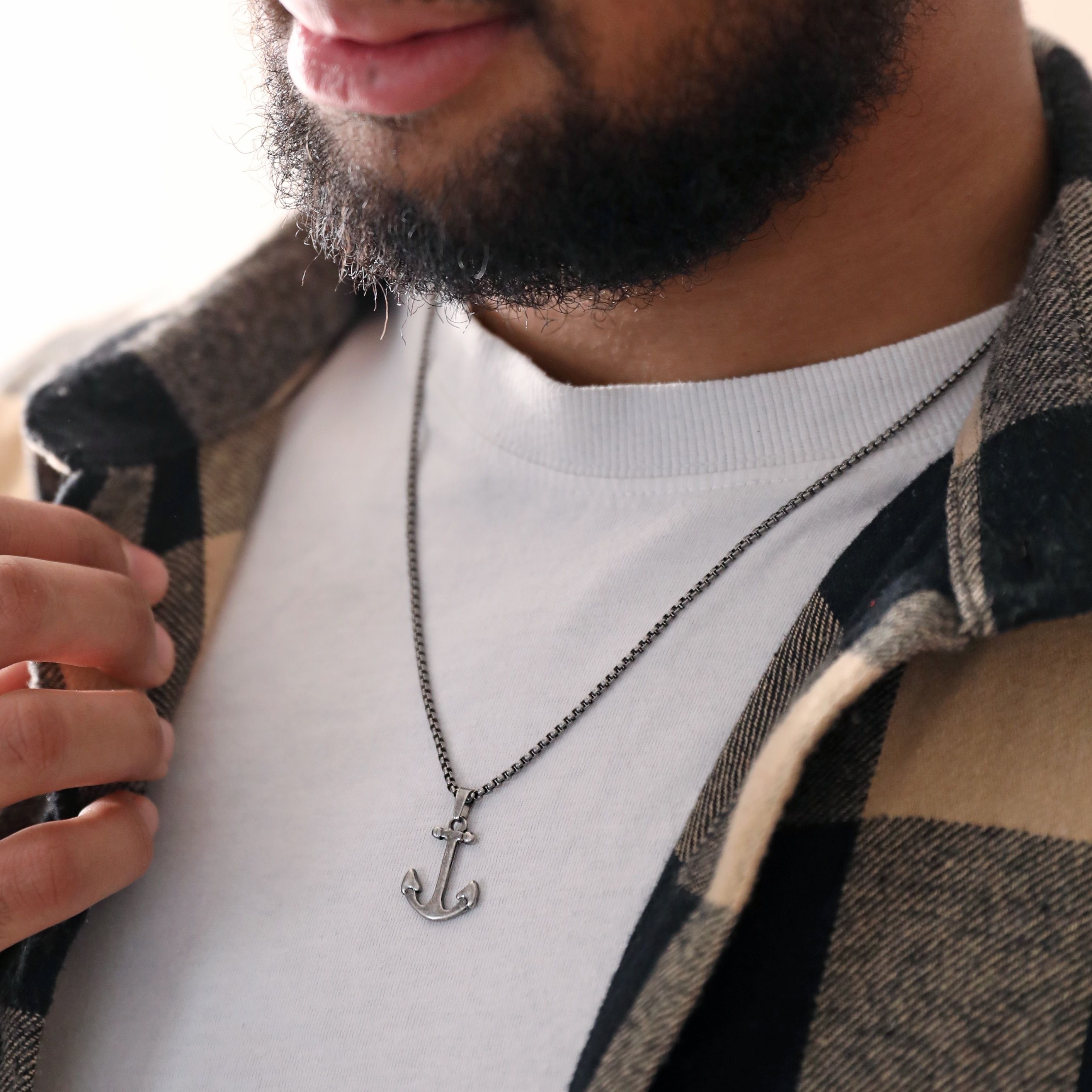 Men's Stainless Steel Anchor Pendant Necklace | £13.30 | Closer