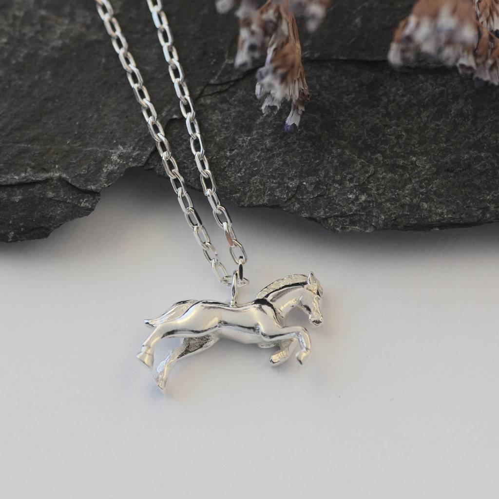 Horse Necklace Sterling Silver Lovely Animal Pendant Necklace Horse Je