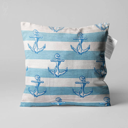 Marine Cushion Cover With Blue Striped And Anchor