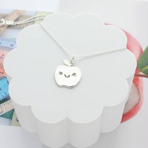 Winking Apple Charm Necklace