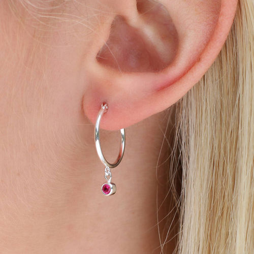 Silver Birthstone Hoop...