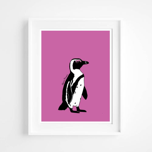 African Penguin Print On Pink