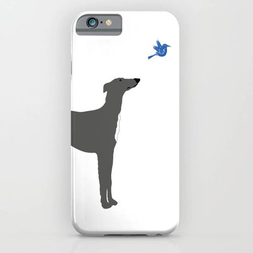 Whippet Dog With Blue Bird On...