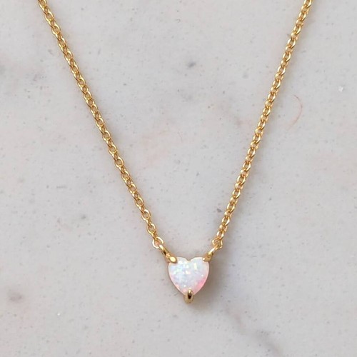 Tiny Opal Love Heart Necklace