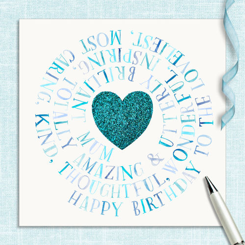 Mum Birthday Card Turquoise...