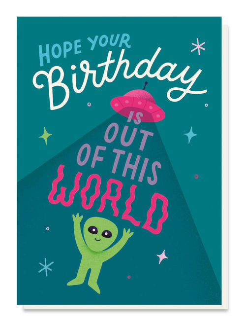 Alien Abduction Birthday Card