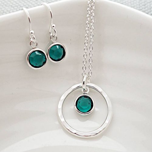 May Emerald Circle Necklace,...