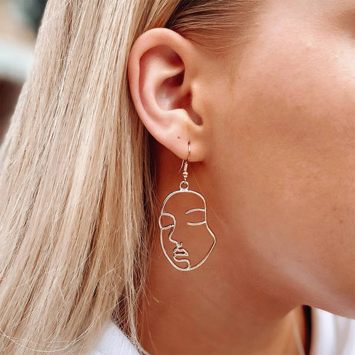 Face Earrings, Gold/Silver